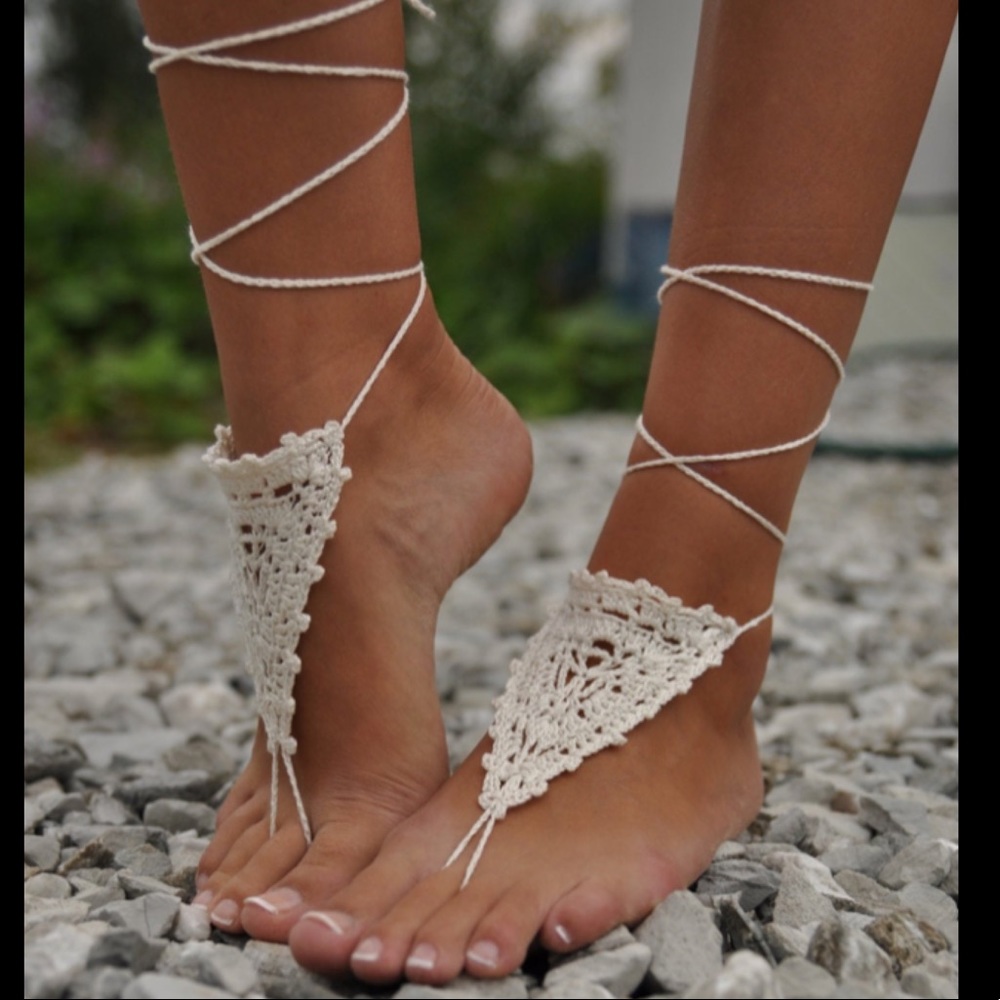 Ivory Crochet Barefoot sandals